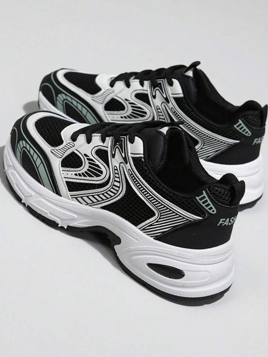 Sodalemon New Women's Casual Sports Shoes Preppy Style Chunky Sneakers Shoes White Sneakers Couple Style Round Toe Lace-Up Mesh Dual-Tone Breathable Versatile Deep Cut Fashion Print Graffiti College Style Student Shoes Outdoor Hiking Casual Shoes Commuter
