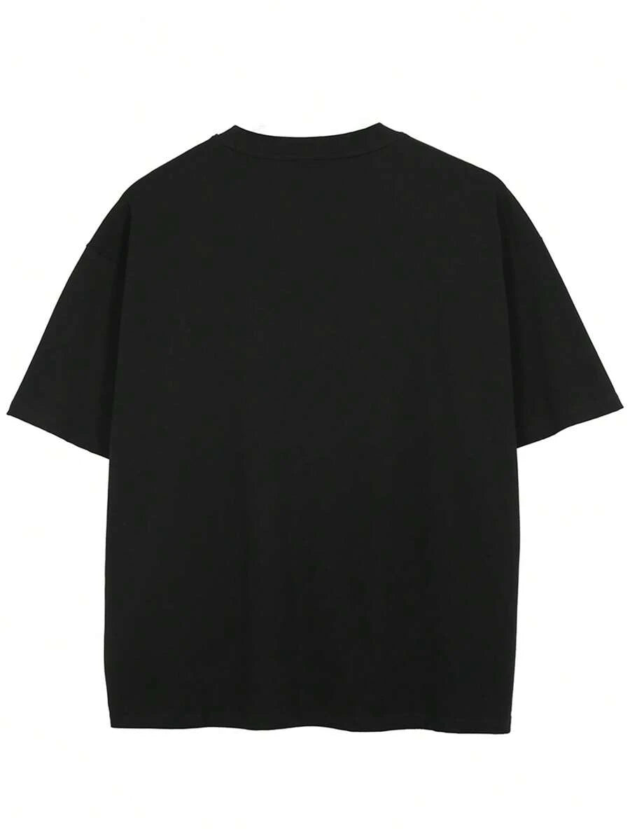 Tiny Spark Men's Letter Print Casual Short Sleeve T-Shirt For Daily Wear, Summer, Emo
