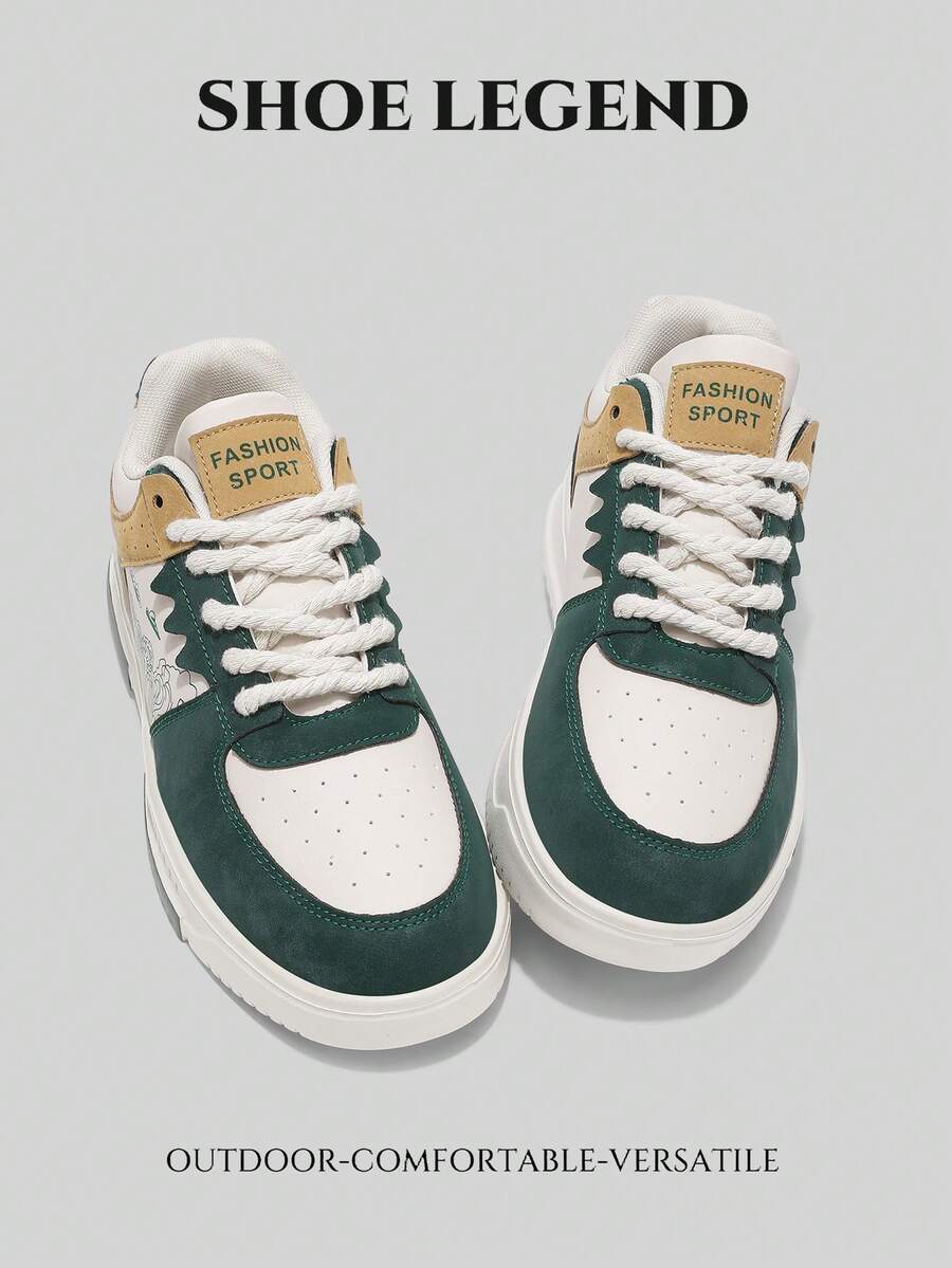 (Runs Small) Men's Fashionable Personalized Contrast Color Design Landscape Tree Branch Print Comfortable Sports Shoes, Versatile Couple Casual Skateboard Shoes