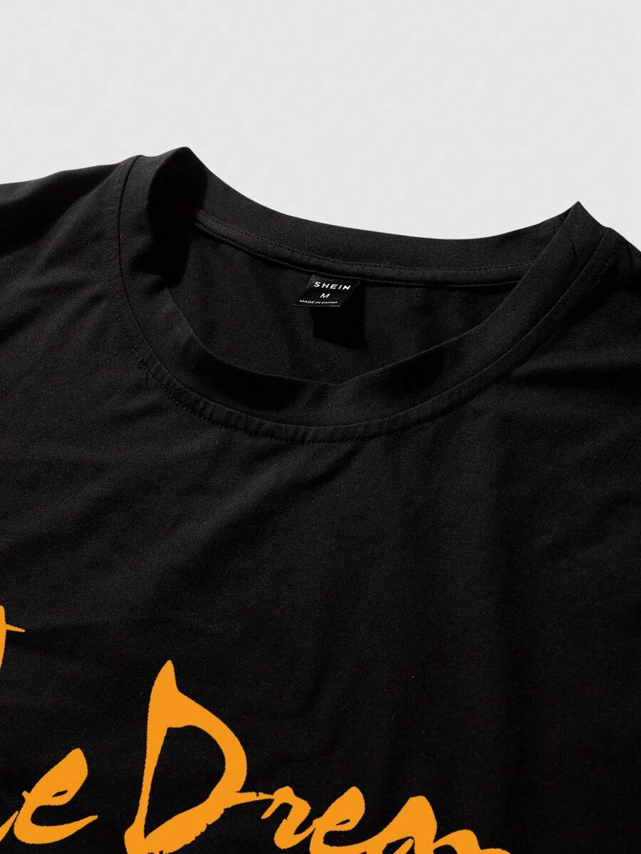 Manfinity LEGND 4pcs/Set Men's Casual Graphic Print T-Shirts,Short Sleeve Crew Neck,Geometric Pattern,Regular Fit,Black,Summer,Casual,Streetwear,City Break Wear