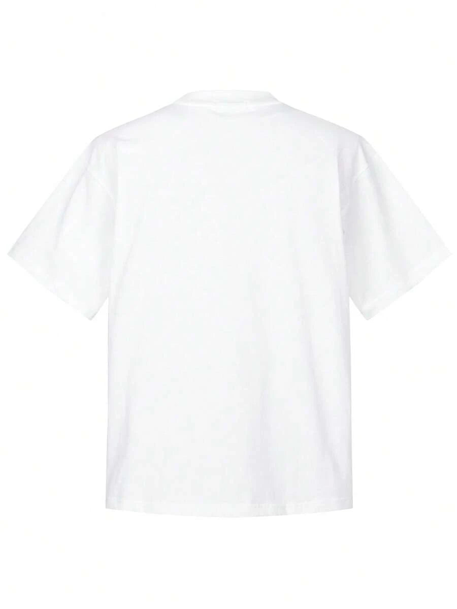 Tiny Spark Men's Letter Print Casual Short Sleeve T-Shirt For Daily Wear, Summer, Emo