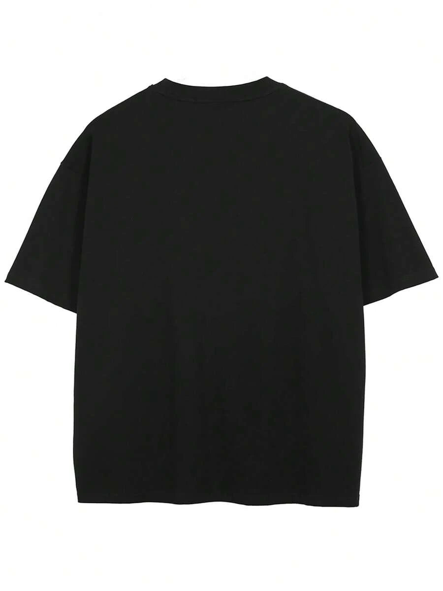 Tiny Spark Men's Letter Print Casual Short Sleeve T-Shirt For Daily Wear, Summer, Emo