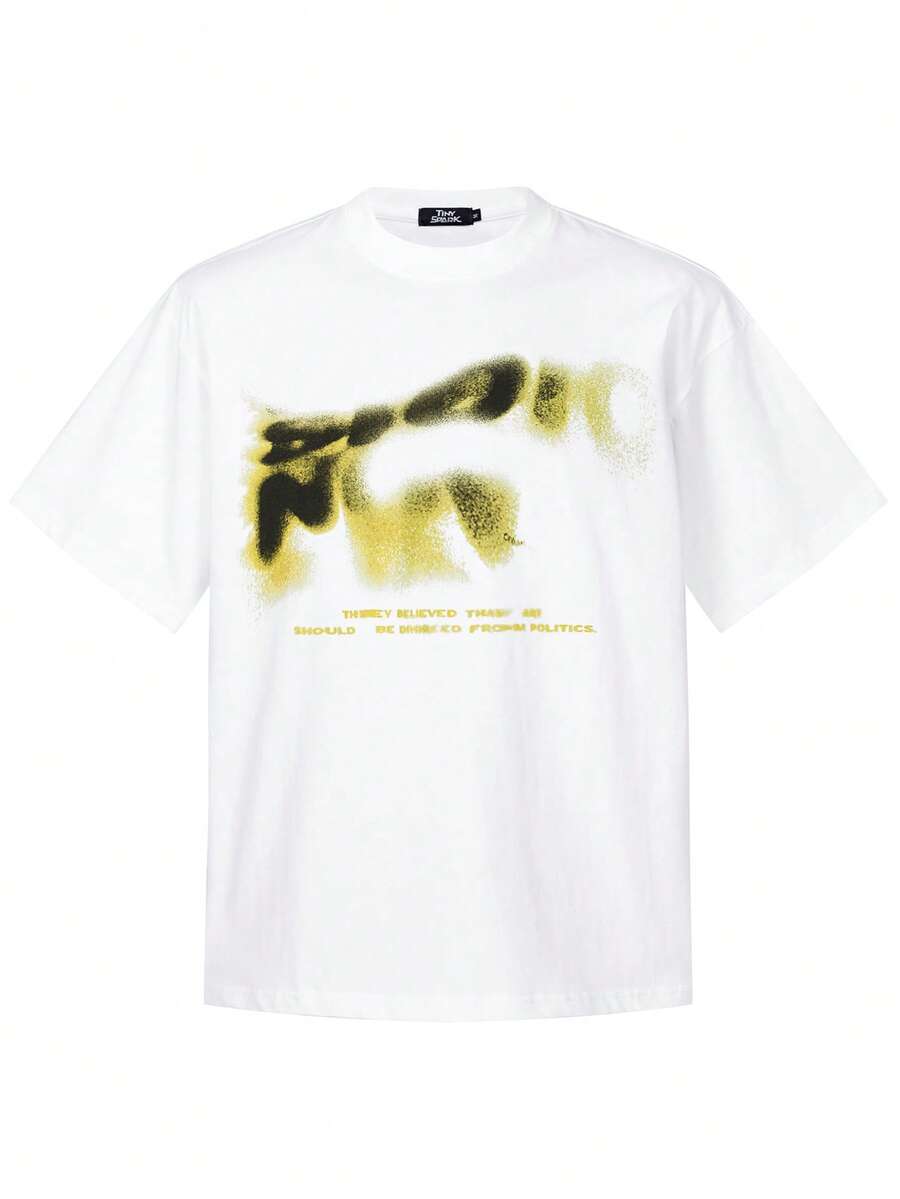 Tiny Spark Men's Letter Print Casual Short Sleeve T-Shirt For Daily Wear, Summer, Emo