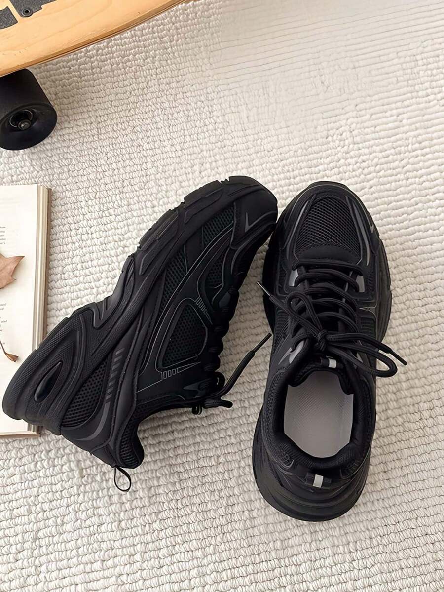 Sodalemon New Women's Casual Sports Shoes Preppy Style Chunky Sneakers Shoes White Sneakers Couple Style Round Toe Lace-Up Mesh Dual-Tone Breathable Versatile Deep Cut Fashion Print Graffiti College Style Student Shoes Outdoor Hiking Casual Shoes Commuter