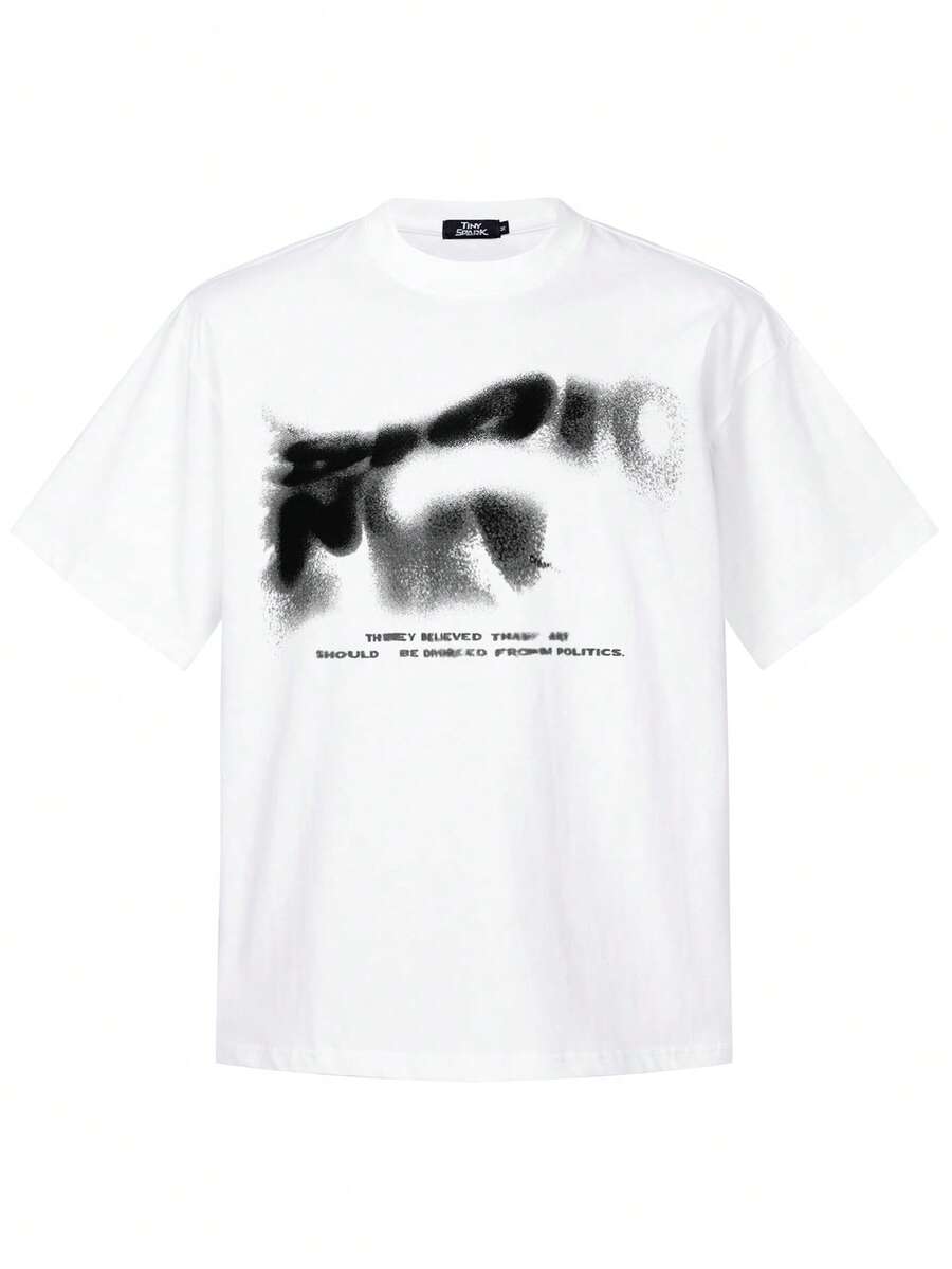 Tiny Spark Men's Letter Print Casual Short Sleeve T-Shirt For Daily Wear, Summer, Emo