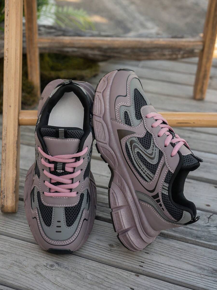 Sodalemon New Women's Casual Sports Shoes Preppy Style Chunky Sneakers Shoes White Sneakers Couple Style Round Toe Lace-Up Mesh Dual-Tone Breathable Versatile Deep Cut Fashion Print Graffiti College Style Student Shoes Outdoor Hiking Casual Shoes Commuter