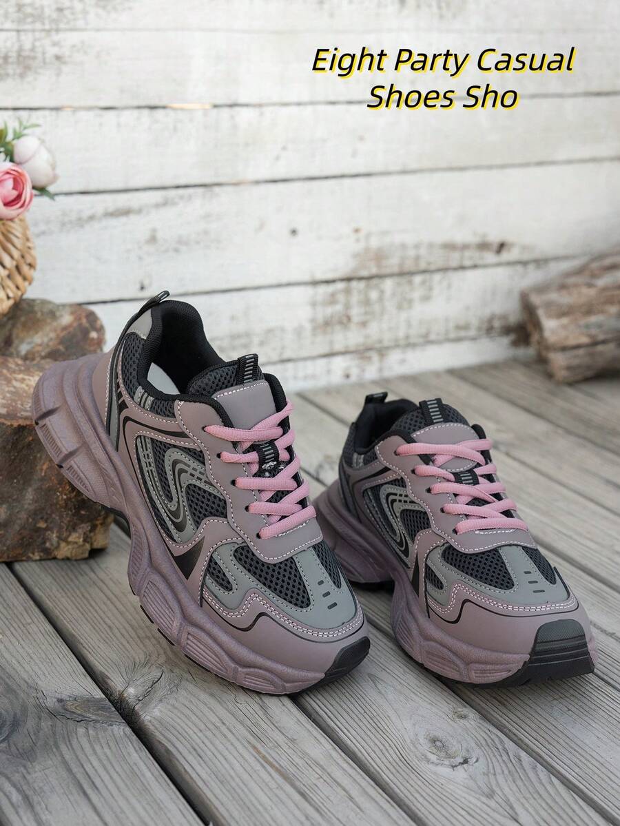 Sodalemon New Women's Casual Sports Shoes Preppy Style Chunky Sneakers Shoes White Sneakers Couple Style Round Toe Lace-Up Mesh Dual-Tone Breathable Versatile Deep Cut Fashion Print Graffiti College Style Student Shoes Outdoor Hiking Casual Shoes Commuter