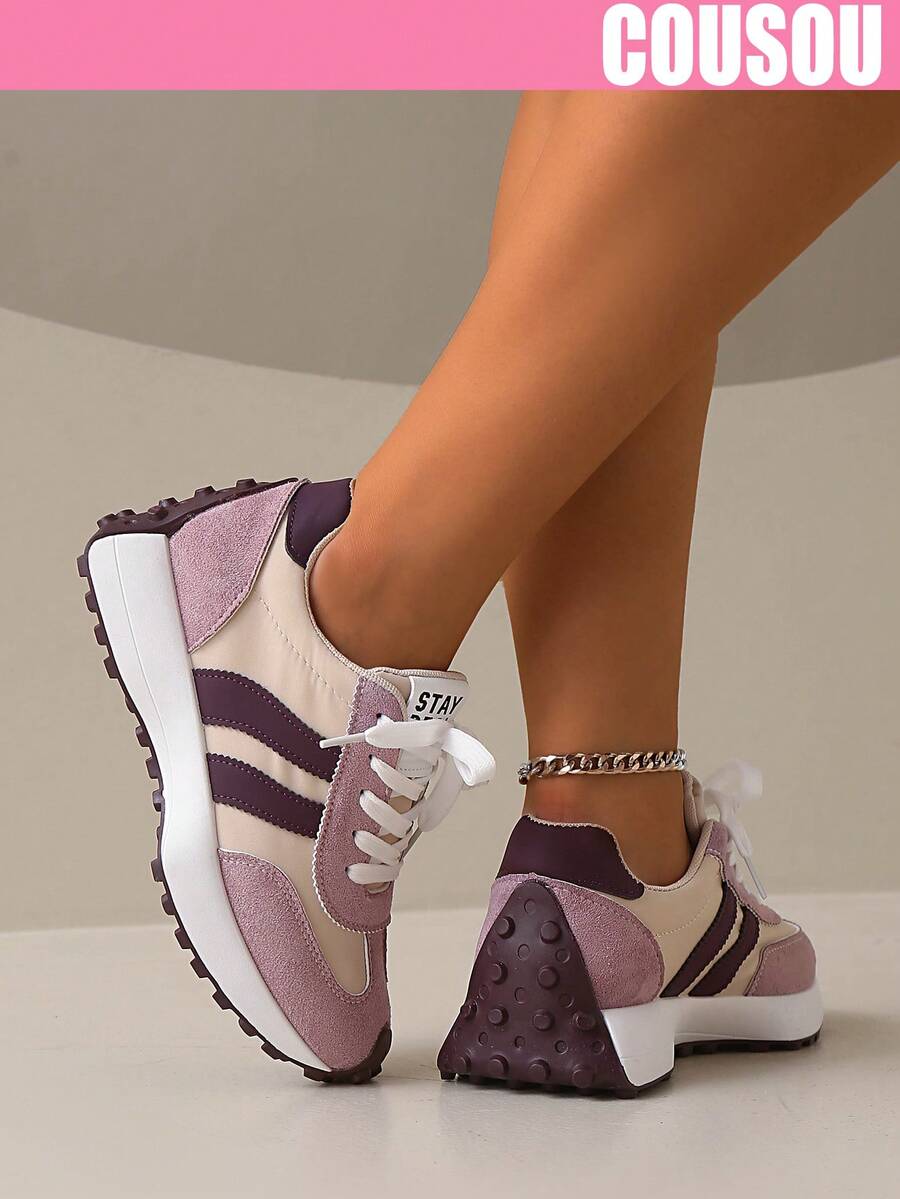 2026 New Women Thick Sole Sneakers, Lace-Up Casual Chunky Sneakers, Flat Platform, Breathable Patchwork, Spring/Summer, Height Increasing, Y2K Aesthetic