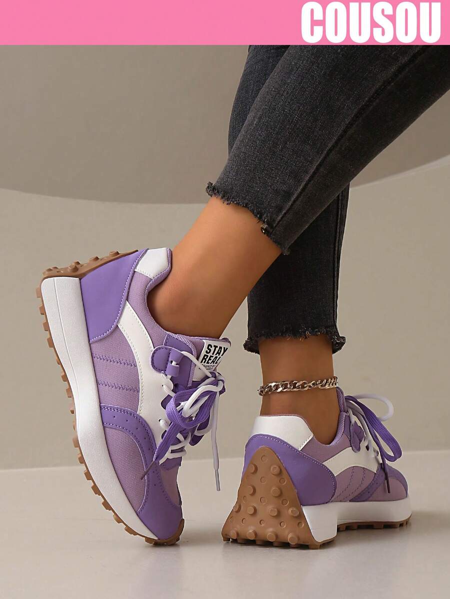 2026 New Women Thick Sole Sneakers, Lace-Up Casual Chunky Sneakers, Flat Platform, Breathable Patchwork, Spring/Summer, Height Increasing, Y2K Aesthetic