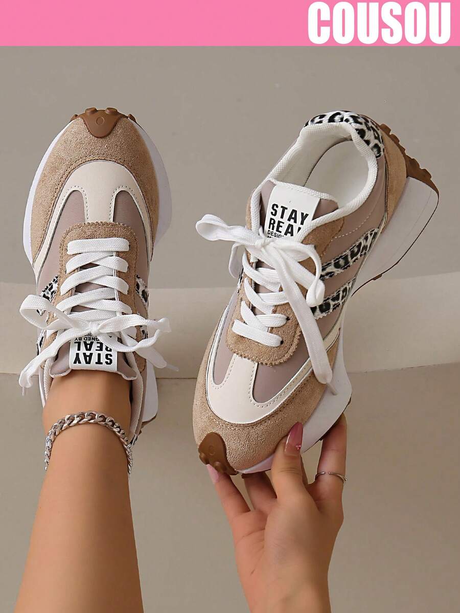 2026 New Women Thick Sole Sneakers, Lace-Up Casual Chunky Sneakers, Flat Platform, Breathable Patchwork, Spring/Summer, Height Increasing, Y2K Aesthetic