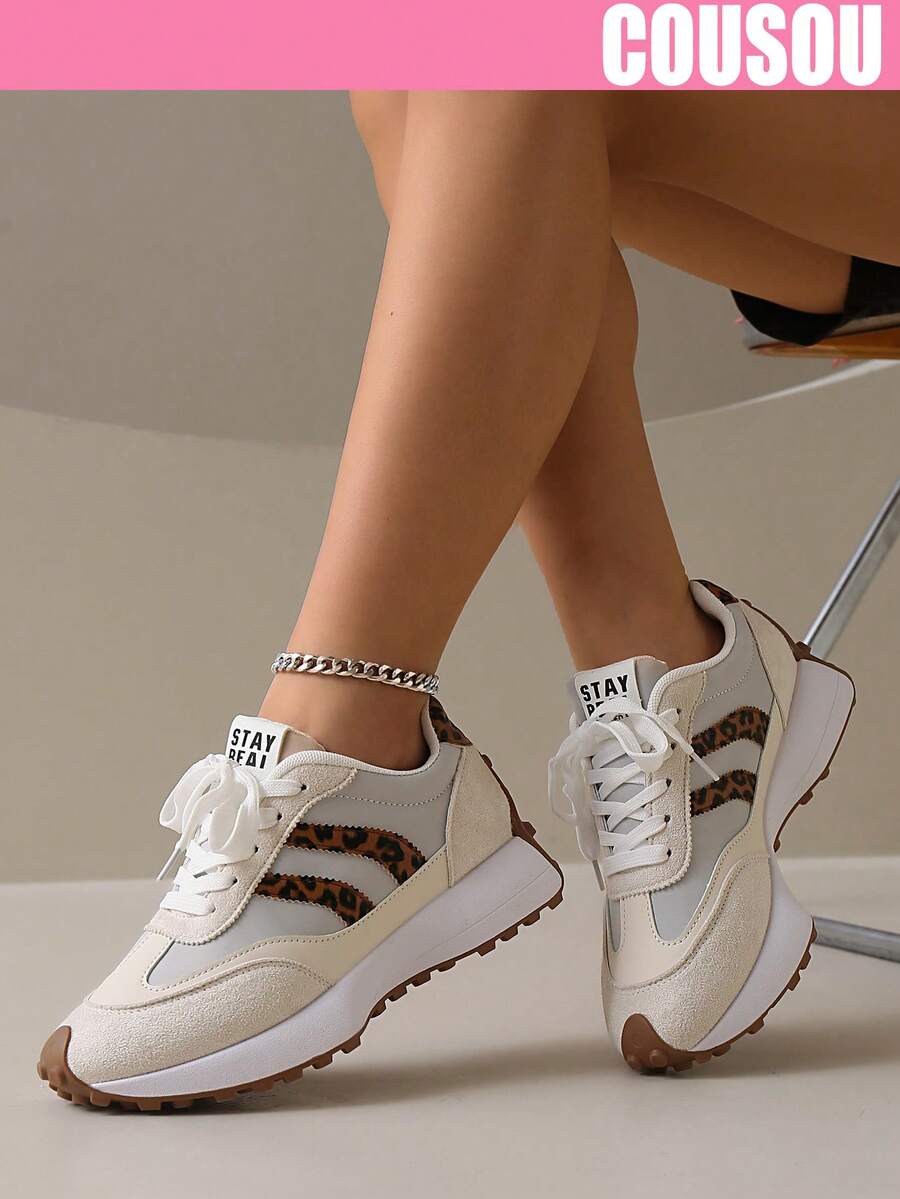 2026 New Women Thick Sole Sneakers, Lace-Up Casual Chunky Sneakers, Flat Platform, Breathable Patchwork, Spring/Summer, Height Increasing, Y2K Aesthetic