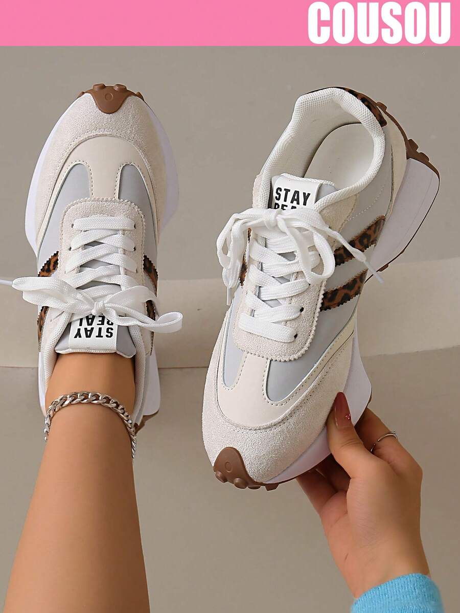 2026 New Women Thick Sole Sneakers, Lace-Up Casual Chunky Sneakers, Flat Platform, Breathable Patchwork, Spring/Summer, Height Increasing, Y2K Aesthetic