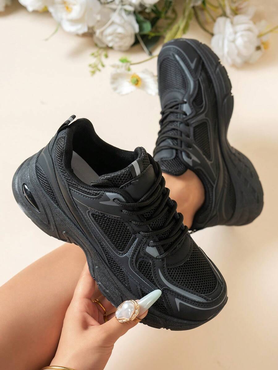 Sodalemon New Women's Casual Sports Shoes Preppy Style Chunky Sneakers Shoes White Sneakers Couple Style Round Toe Lace-Up Mesh Dual-Tone Breathable Versatile Deep Cut Fashion Print Graffiti College Style Student Shoes Outdoor Hiking Casual Shoes Commuter