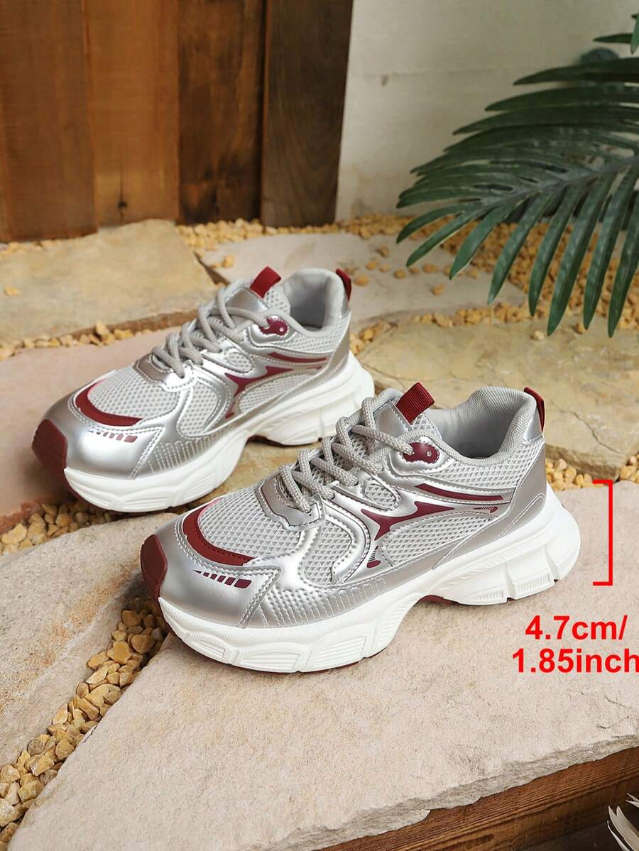 Sodalemon New Women's Casual Sports Shoes Preppy Style Chunky Sneakers Shoes White Sneakers Couple Style Round Toe Lace-Up Mesh Dual-Tone Breathable Versatile Deep Cut Fashion Print Graffiti College Style Student Shoes Outdoor Hiking Casual Shoes Commuter