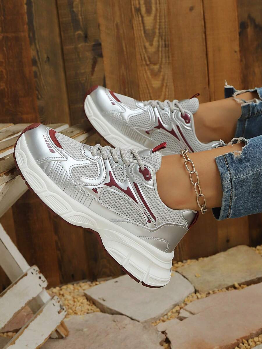 Sodalemon New Women's Casual Sports Shoes Preppy Style Chunky Sneakers Shoes White Sneakers Couple Style Round Toe Lace-Up Mesh Dual-Tone Breathable Versatile Deep Cut Fashion Print Graffiti College Style Student Shoes Outdoor Hiking Casual Shoes Commuter