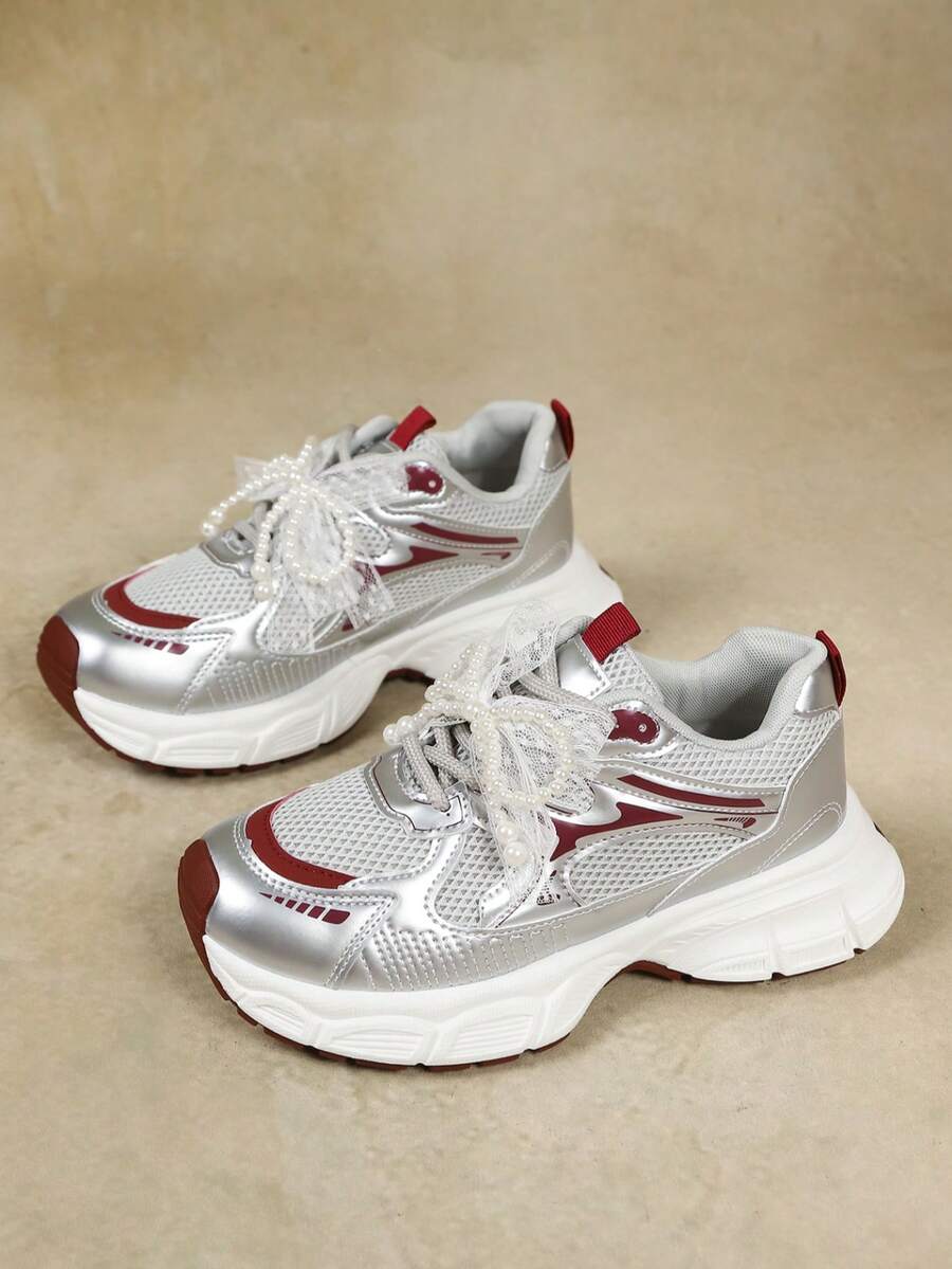 Sodalemon New Women's Casual Sports Shoes Preppy Style Chunky Sneakers Shoes White Sneakers Couple Style Round Toe Lace-Up Mesh Dual-Tone Breathable Versatile Deep Cut Fashion Print Graffiti College Style Student Shoes Outdoor Hiking Casual Shoes Commuter