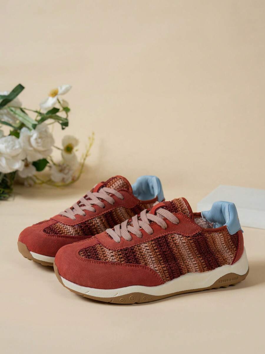 Sodalemon New Women's Casual Sports Shoes Preppy Style Chunky Sneakers Shoes White Sneakers Couple Style Round Toe Lace-Up Mesh Dual-Tone Breathable Versatile Deep Cut Fashion Print Graffiti College Style Student Shoes Outdoor Hiking Casual Shoes Commuter