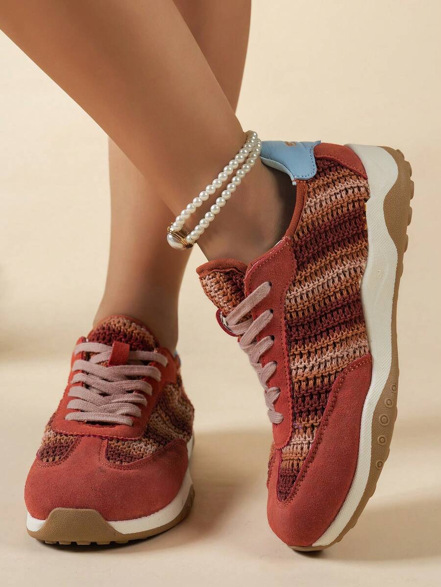 Sodalemon New Women's Casual Sports Shoes Preppy Style Chunky Sneakers Shoes White Sneakers Couple Style Round Toe Lace-Up Mesh Dual-Tone Breathable Versatile Deep Cut Fashion Print Graffiti College Style Student Shoes Outdoor Hiking Casual Shoes Commuter