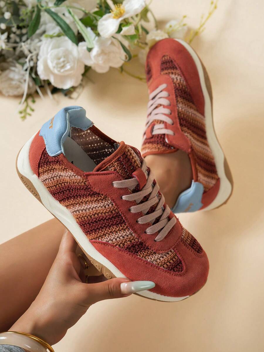 Sodalemon New Women's Casual Sports Shoes Preppy Style Chunky Sneakers Shoes White Sneakers Couple Style Round Toe Lace-Up Mesh Dual-Tone Breathable Versatile Deep Cut Fashion Print Graffiti College Style Student Shoes Outdoor Hiking Casual Shoes Commuter