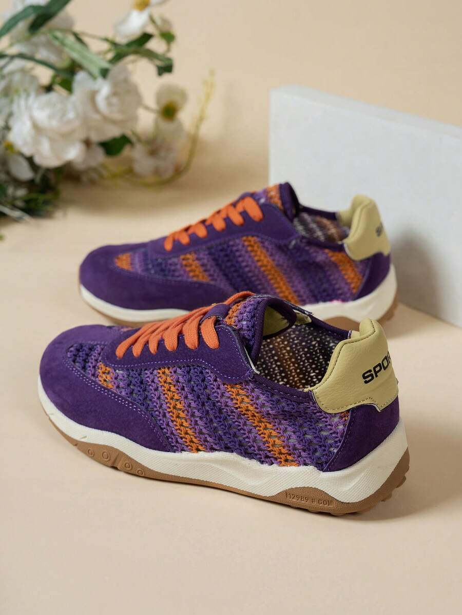 Sodalemon New Women's Casual Sports Shoes Preppy Style Chunky Sneakers Shoes White Sneakers Couple Style Round Toe Lace-Up Mesh Dual-Tone Breathable Versatile Deep Cut Fashion Print Graffiti College Style Student Shoes Outdoor Hiking Casual Shoes Commuter