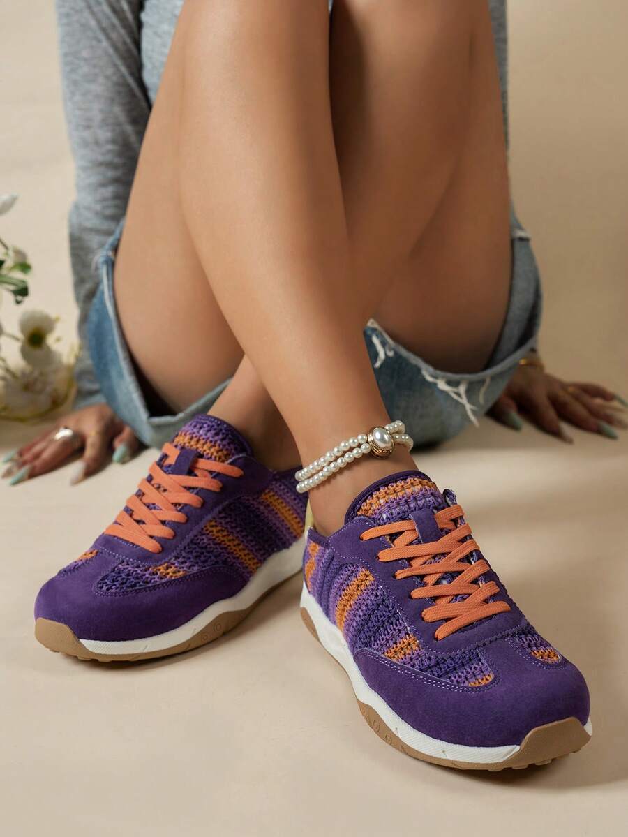 Sodalemon New Women's Casual Sports Shoes Preppy Style Chunky Sneakers Shoes White Sneakers Couple Style Round Toe Lace-Up Mesh Dual-Tone Breathable Versatile Deep Cut Fashion Print Graffiti College Style Student Shoes Outdoor Hiking Casual Shoes Commuter