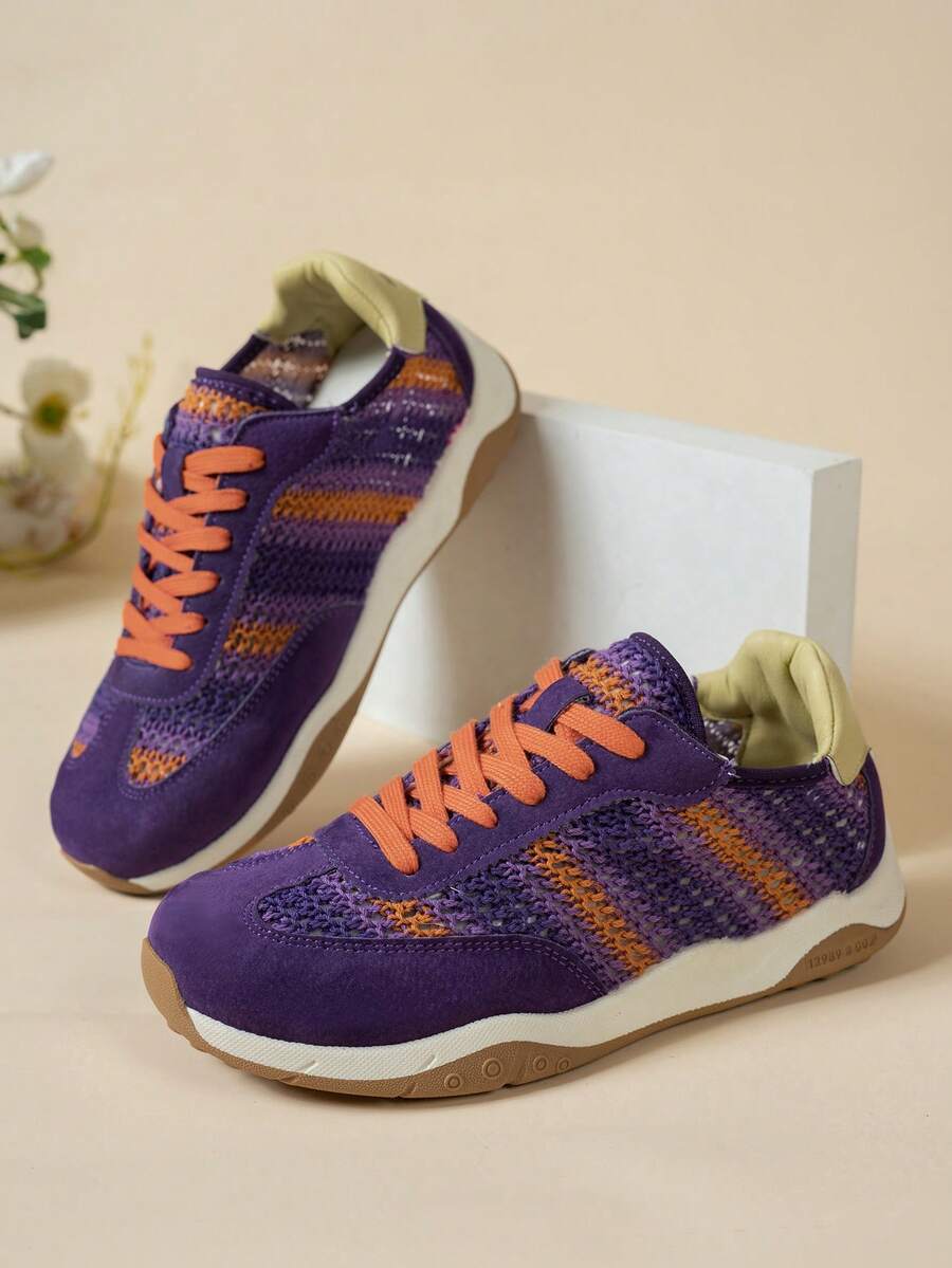 Sodalemon New Women's Casual Sports Shoes Preppy Style Chunky Sneakers Shoes White Sneakers Couple Style Round Toe Lace-Up Mesh Dual-Tone Breathable Versatile Deep Cut Fashion Print Graffiti College Style Student Shoes Outdoor Hiking Casual Shoes Commuter
