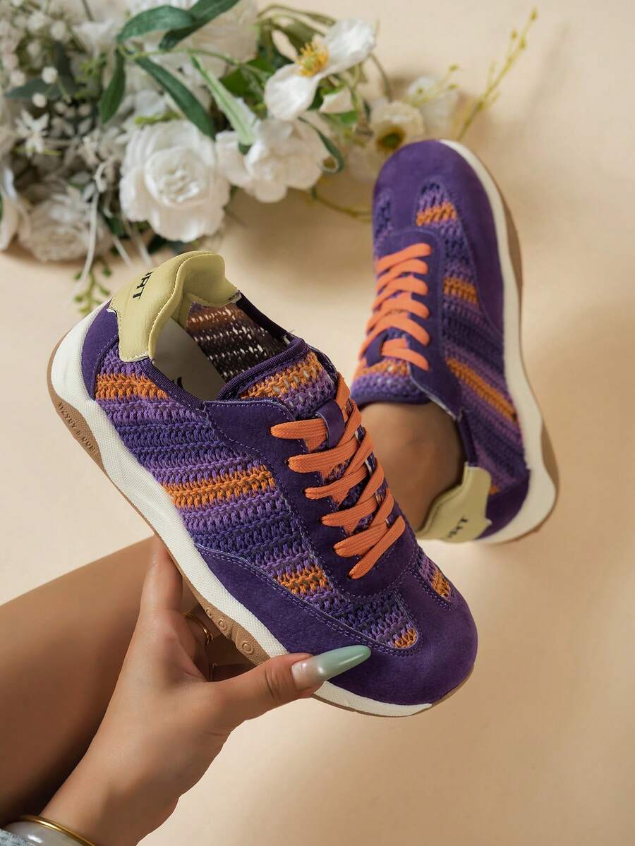 Sodalemon New Women's Casual Sports Shoes Preppy Style Chunky Sneakers Shoes White Sneakers Couple Style Round Toe Lace-Up Mesh Dual-Tone Breathable Versatile Deep Cut Fashion Print Graffiti College Style Student Shoes Outdoor Hiking Casual Shoes Commuter