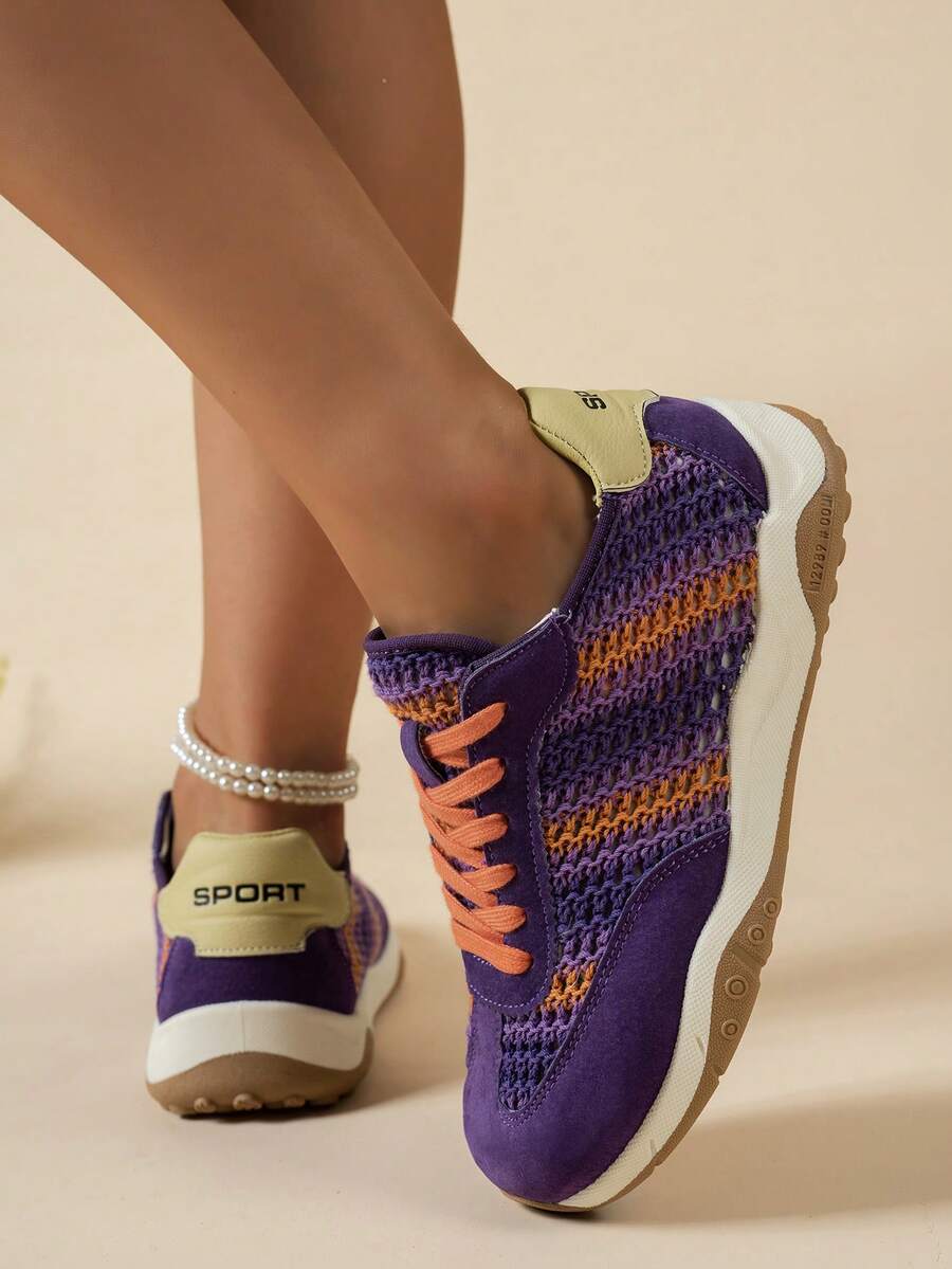Sodalemon New Women's Casual Sports Shoes Preppy Style Chunky Sneakers Shoes White Sneakers Couple Style Round Toe Lace-Up Mesh Dual-Tone Breathable Versatile Deep Cut Fashion Print Graffiti College Style Student Shoes Outdoor Hiking Casual Shoes Commuter